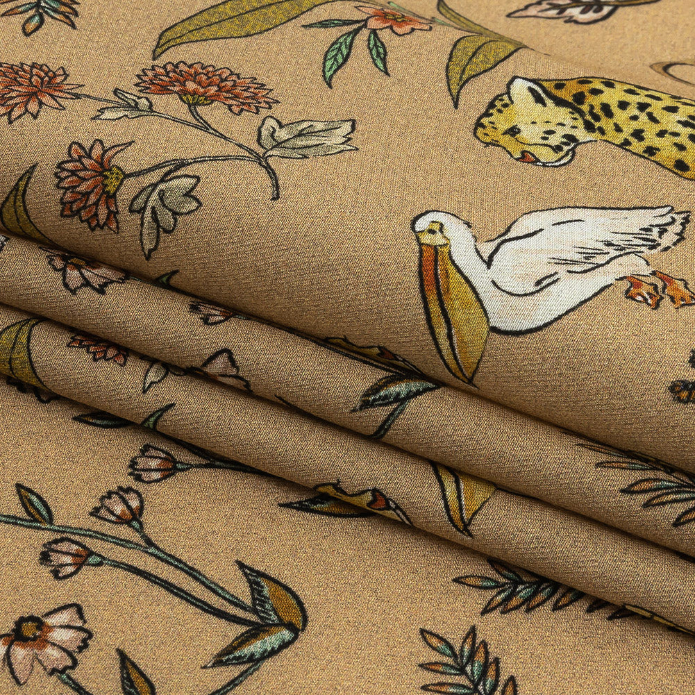 Viscose Twill Print - Beige Animals and Flowers - Mood Exclusive Wild Thing Folded Viscose Twill Print - Beige Animals and Flowers - Mood Exclusive Wild Thing Folded