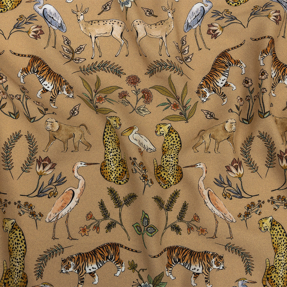 Viscose Twill Print - Beige Animals and Flowers - Mood Exclusive Wild Thing Viscose Twill Print - Beige Animals and Flowers - Mood Exclusive Wild Thing