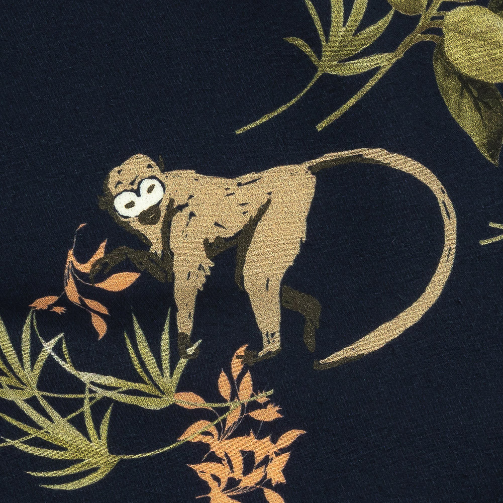 Viscose Twill Print - Navy Exotic Animals and Flowers - Mood Exclusive Marvelous Menagerie Detail Viscose Twill Print - Navy Exotic Animals and Flowers - Mood Exclusive Marvelous Menagerie Detail