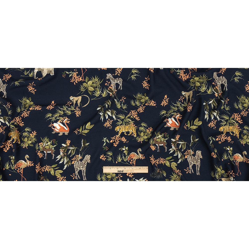 Viscose Twill Print - Navy Exotic Animals and Flowers - Mood Exclusive Marvelous Menagerie Full Viscose Twill Print - Navy Exotic Animals and Flowers - Mood Exclusive Marvelous Menagerie Full