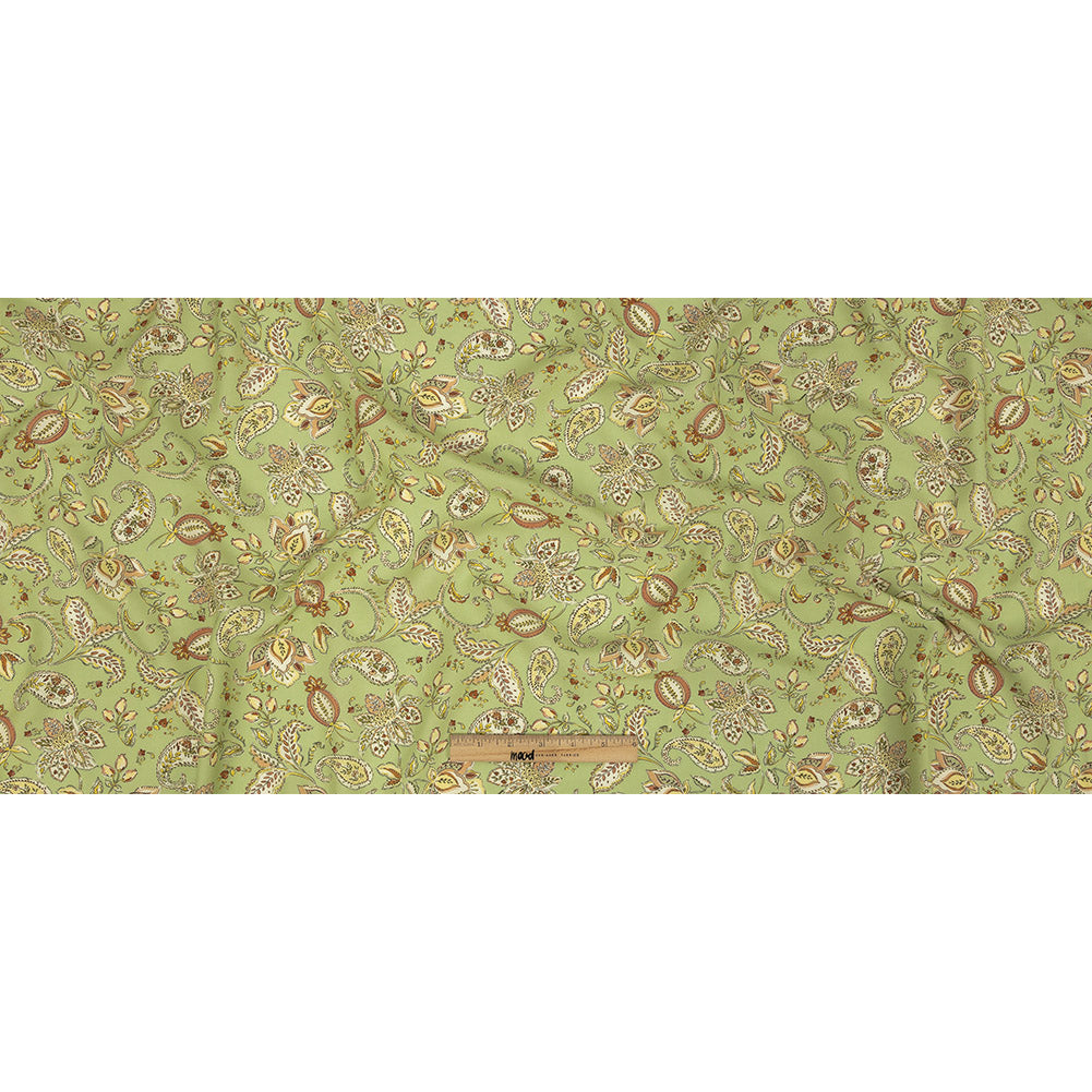 Viscose Twill Print - Light Green and Orange Paisley Floral - Mood Exclusive Paisley Daze Full Viscose Twill Print - Light Green and Orange Paisley Floral - Mood Exclusive Paisley Daze Full