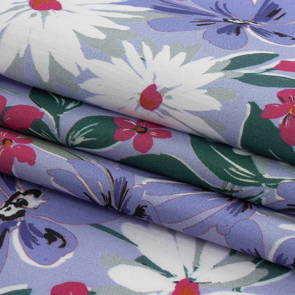 Cotton Poplin Print - Periwinkle, Pink and White Floral - Mood Exclusive April Shower Encore Folded Cotton Poplin Print - Periwinkle, Pink and White Floral - Mood Exclusive April Shower Encore Folded