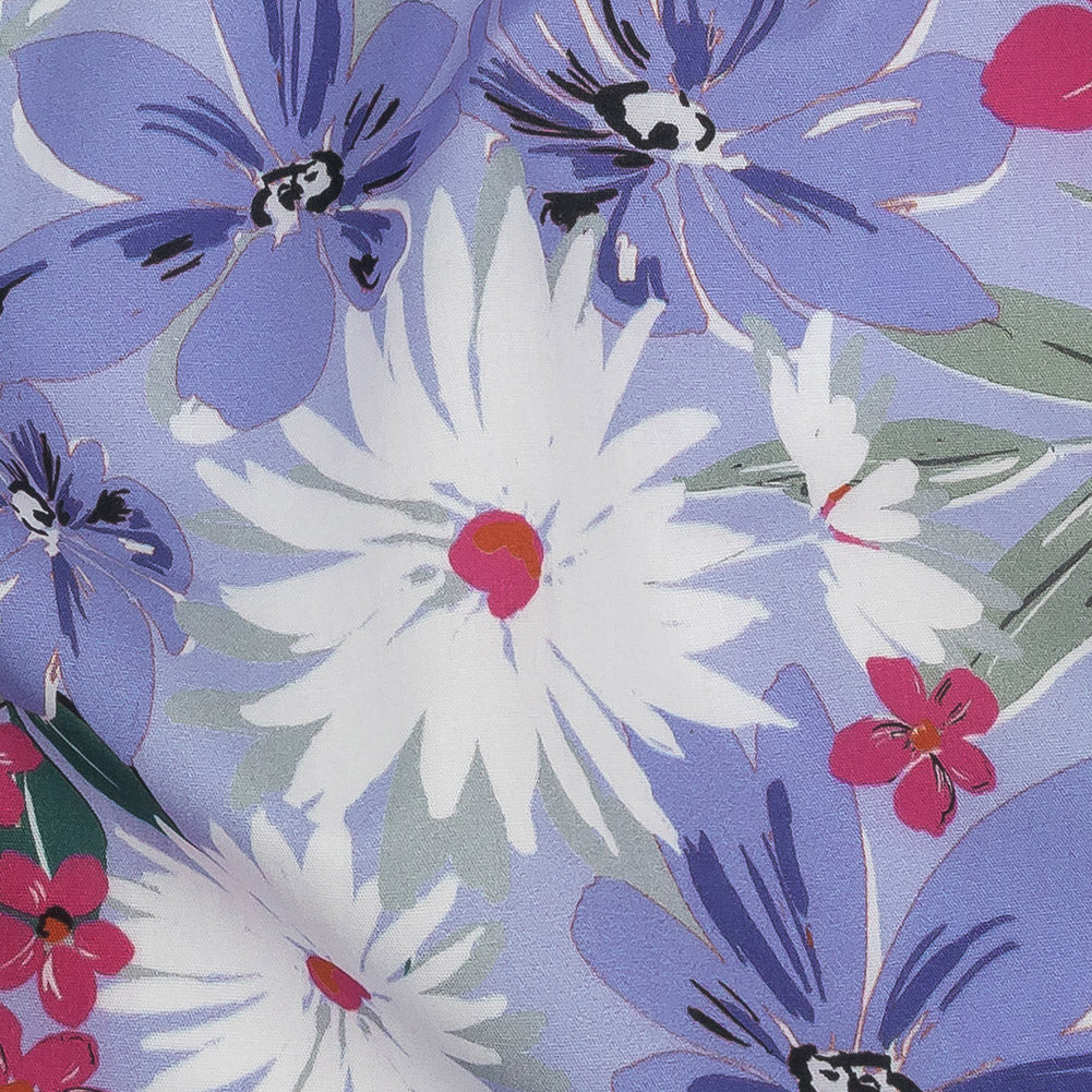 Cotton Poplin Print - Periwinkle, Pink and White Floral - Mood Exclusive April Shower Encore Detail Cotton Poplin Print - Periwinkle, Pink and White Floral - Mood Exclusive April Shower Encore Detail