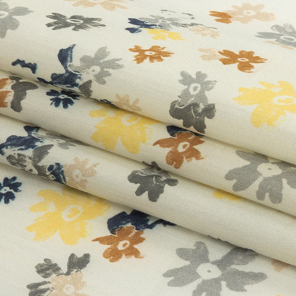 Cotton Poplin Print - Yellow and Blue Gray Floral - Mood Exclusive Petal Impressions Folded Cotton Poplin Print - Yellow and Blue Gray Floral - Mood Exclusive Petal Impressions Folded