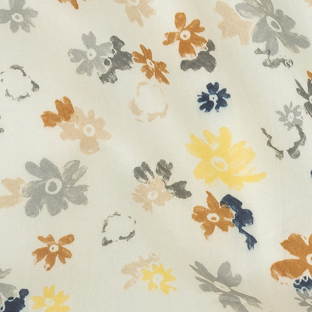 Cotton Poplin Print - Yellow and Blue Gray Floral - Mood Exclusive Petal Impressions Detail Cotton Poplin Print - Yellow and Blue Gray Floral - Mood Exclusive Petal Impressions Detail