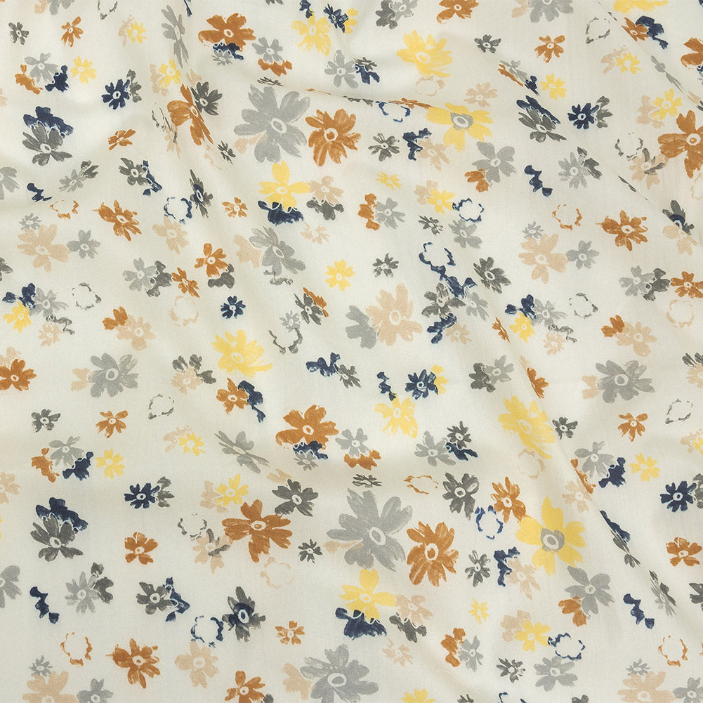 Cotton Poplin Print - Yellow and Blue Gray Floral - Mood Exclusive Petal Impressions Cotton Poplin Print - Yellow and Blue Gray Floral - Mood Exclusive Petal Impressions