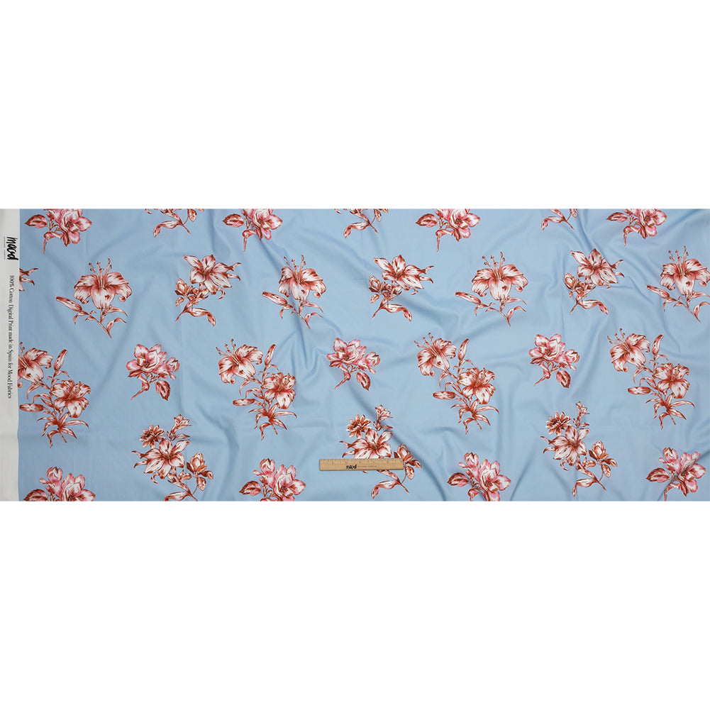 Cotton Poplin Print - Baby Blue and Pink Floral - Mood Exclusive Passion and Prosperity Full Cotton Poplin Print - Baby Blue and Pink Floral - Mood Exclusive Passion and Prosperity Full