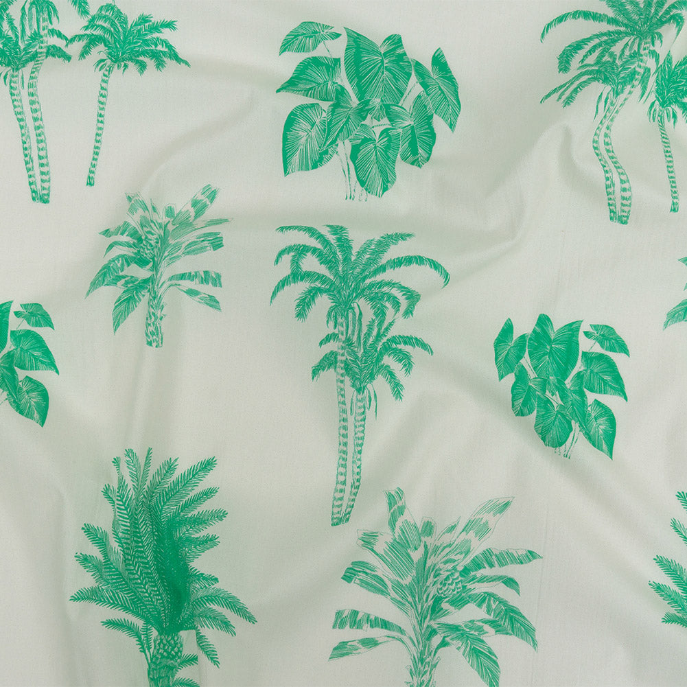 Cotton Poplin Print - Kelly Green and White Palm Trees - Mood Exclusive Sylvan Sanctuaries Cotton Poplin Print - Kelly Green and White Palm Trees - Mood Exclusive Sylvan Sanctuaries