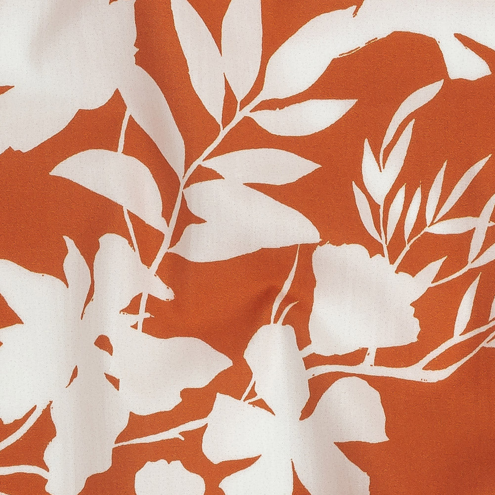 Cotton Poplin Print - Orange and White Floral - Mood Exclusive Sprouting Silhouettes Detail Cotton Poplin Print - Orange and White Floral - Mood Exclusive Sprouting Silhouettes Detail