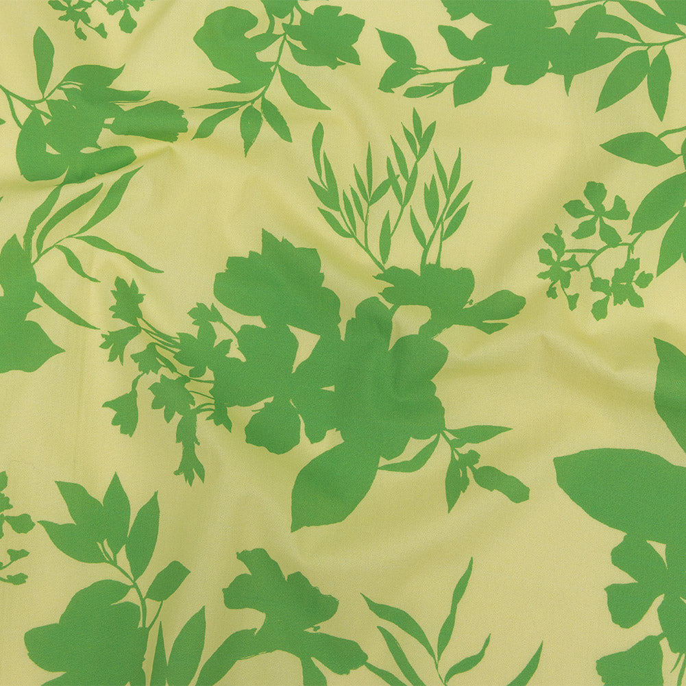 Cotton Poplin Print - Mellow Yellow and Green Floral - Mood Exclusive Sprouting Silhouettes Cotton Poplin Print - Mellow Yellow and Green Floral - Mood Exclusive Sprouting Silhouettes