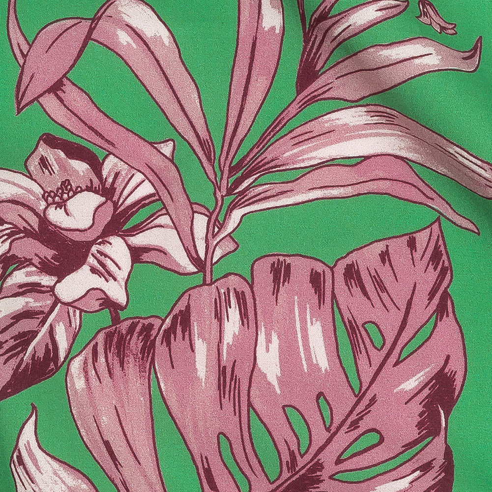 Cotton Poplin Print - Kelly Green and Purple Floral - Mood Exclusive Carefree Compliments Detail Cotton Poplin Print - Kelly Green and Purple Floral - Mood Exclusive Carefree Compliments Detail