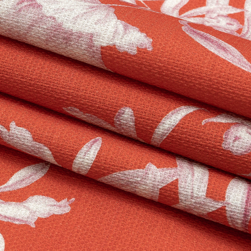 Mood Exclusive Hot Coral Camellia Mirage Stretch Cotton Woven Folded Mood Exclusive Hot Coral Camellia Mirage Stretch Cotton Woven Folded