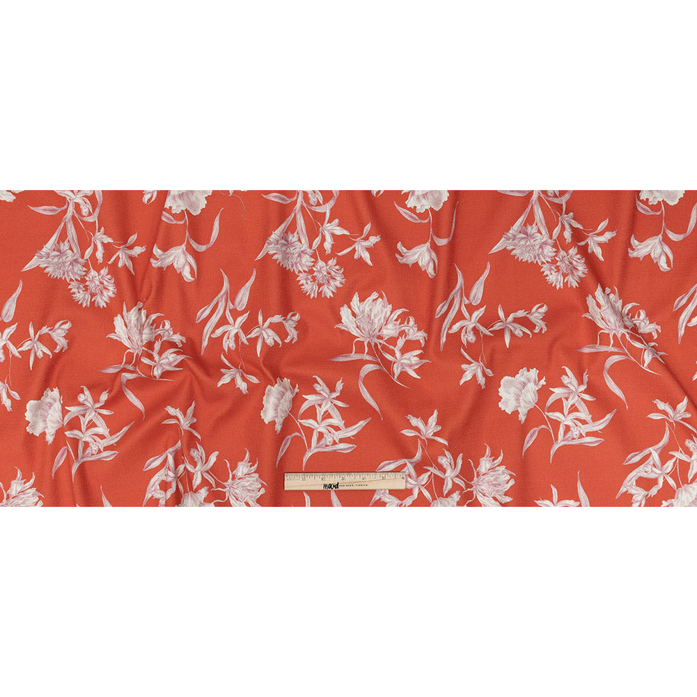 Mood Exclusive Hot Coral Camellia Mirage Stretch Cotton Woven Full Mood Exclusive Hot Coral Camellia Mirage Stretch Cotton Woven Full