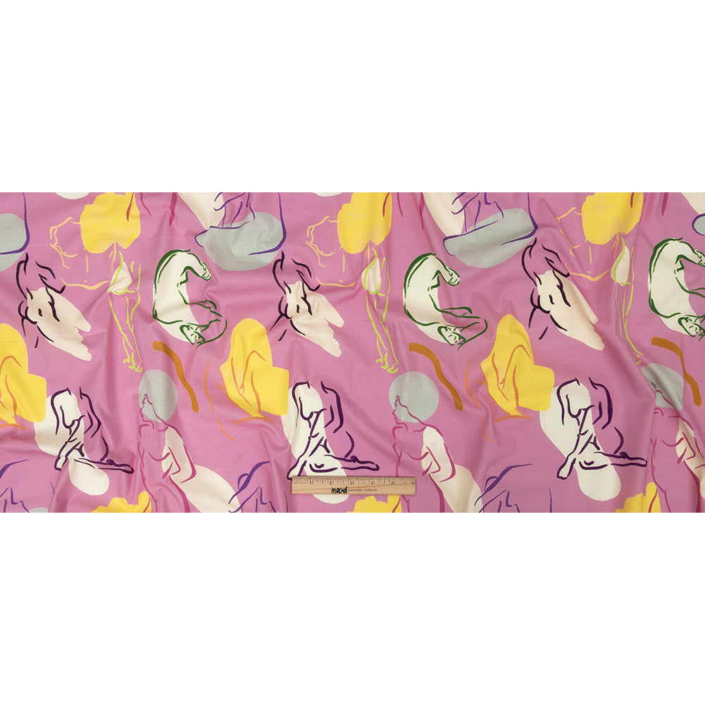 Mood Exclusive Hot Pink Gestural Expressions Stretch Cotton Poplin Full Mood Exclusive Hot Pink Gestural Expressions Stretch Cotton Poplin Full