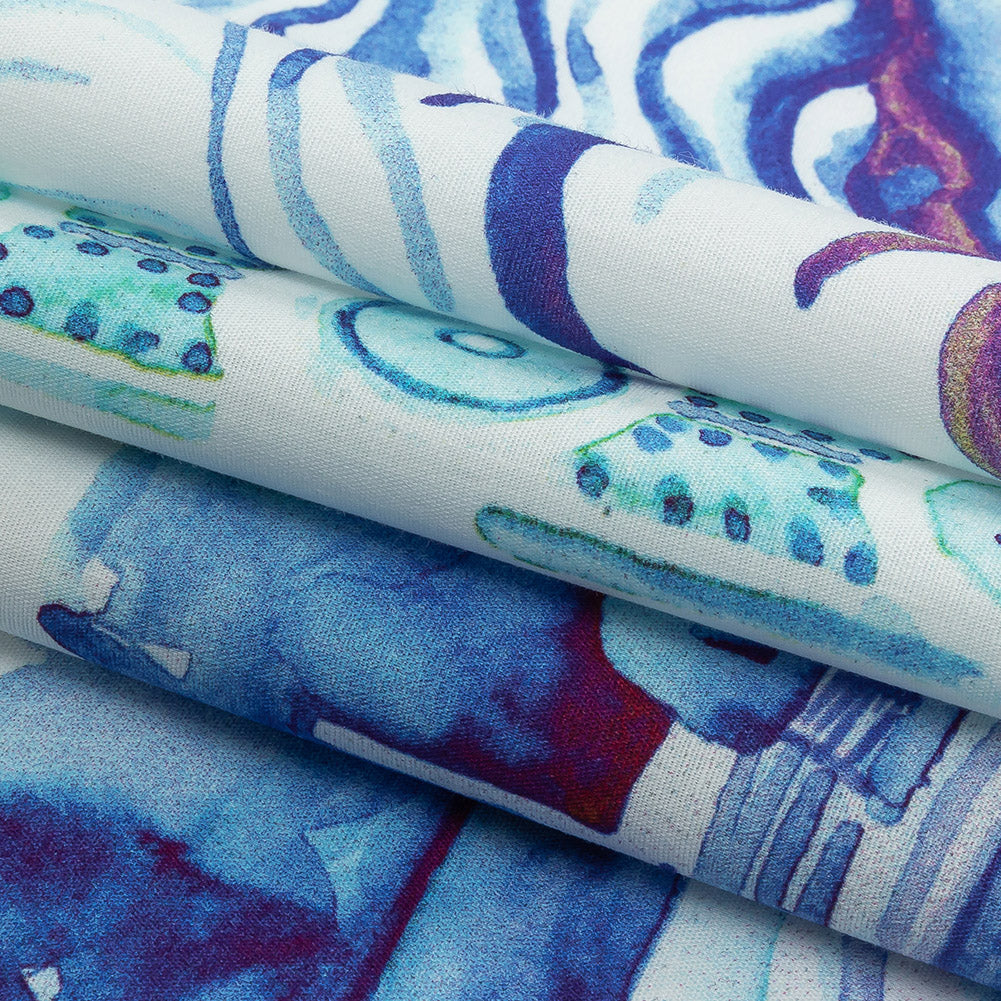 Mood Exclusive Blue Jardins de Versailles Stretch Cotton Poplin Folded Mood Exclusive Blue Jardins de Versailles Stretch Cotton Poplin Folded