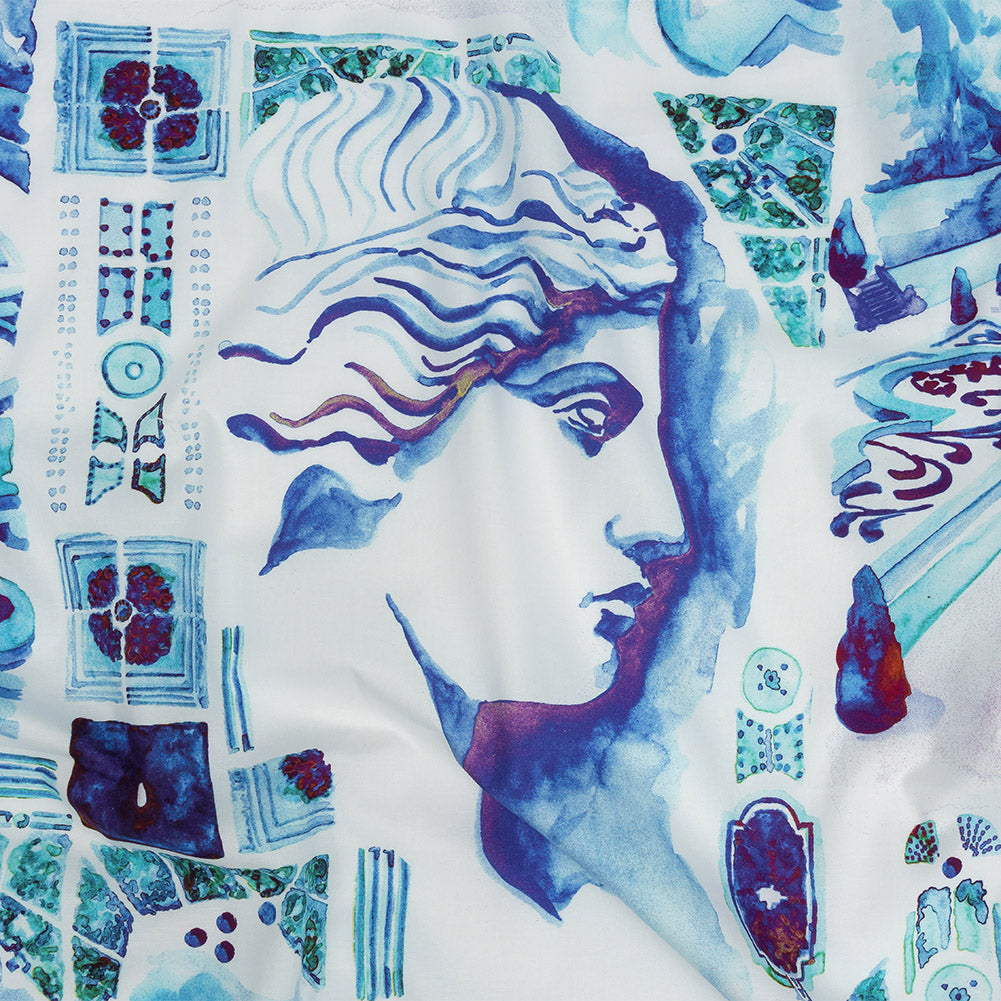 Mood Exclusive Blue Jardins de Versailles Stretch Cotton Poplin Mood Exclusive Blue Jardins de Versailles Stretch Cotton Poplin