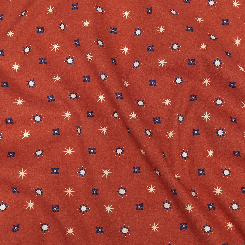 Mood Exclusive Orange Stars n’ Squares Stretch Cotton Poplin Mood Exclusive Orange Stars n’ Squares Stretch Cotton Poplin
