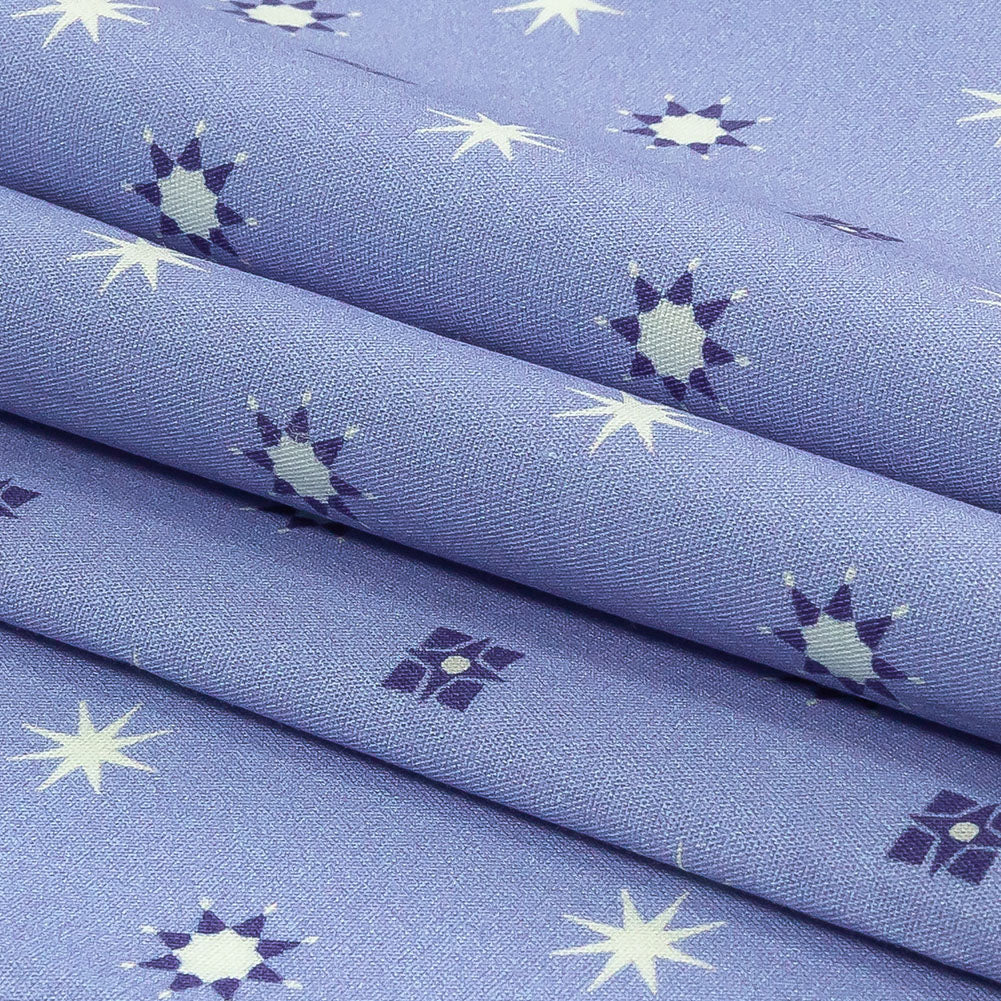 Mood Exclusive Periwinkle Stars n’ Squares Stretch Cotton Poplin Folded Mood Exclusive Periwinkle Stars n’ Squares Stretch Cotton Poplin Folded