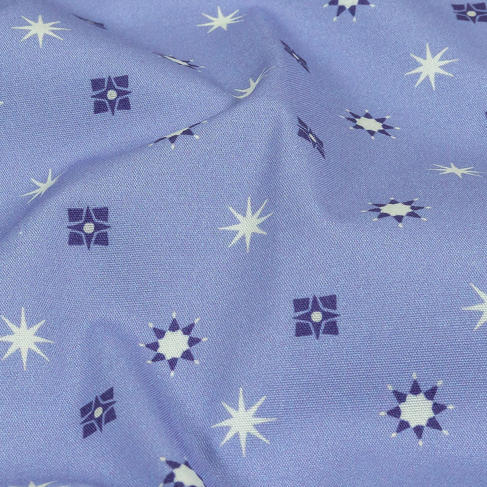 Mood Exclusive Periwinkle Stars n’ Squares Stretch Cotton Poplin Detail Mood Exclusive Periwinkle Stars n’ Squares Stretch Cotton Poplin Detail