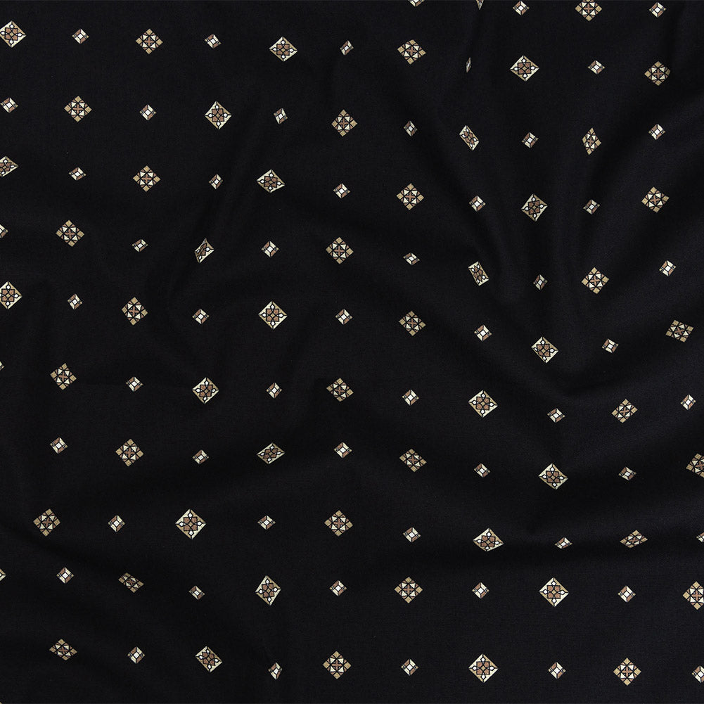 Mood Exclusive Black Geometric Gems Stretch Cotton Poplin Mood Exclusive Black Geometric Gems Stretch Cotton Poplin