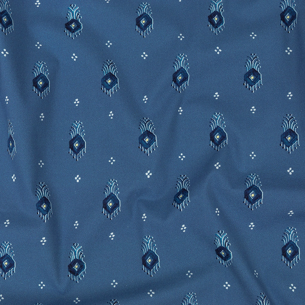 Mood Exclusive Dusty Blue Evil Eye Stretch Cotton Poplin Mood Exclusive Dusty Blue Evil Eye Stretch Cotton Poplin