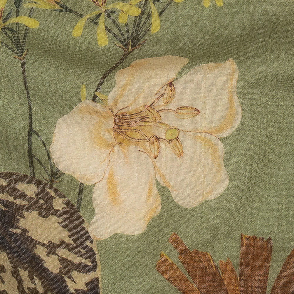 Mood Exclusive Pea Green Naturalist's Notebook Crinkled Cotton Voile Detail Mood Exclusive Pea Green Naturalist's Notebook Crinkled Cotton Voile Detail
