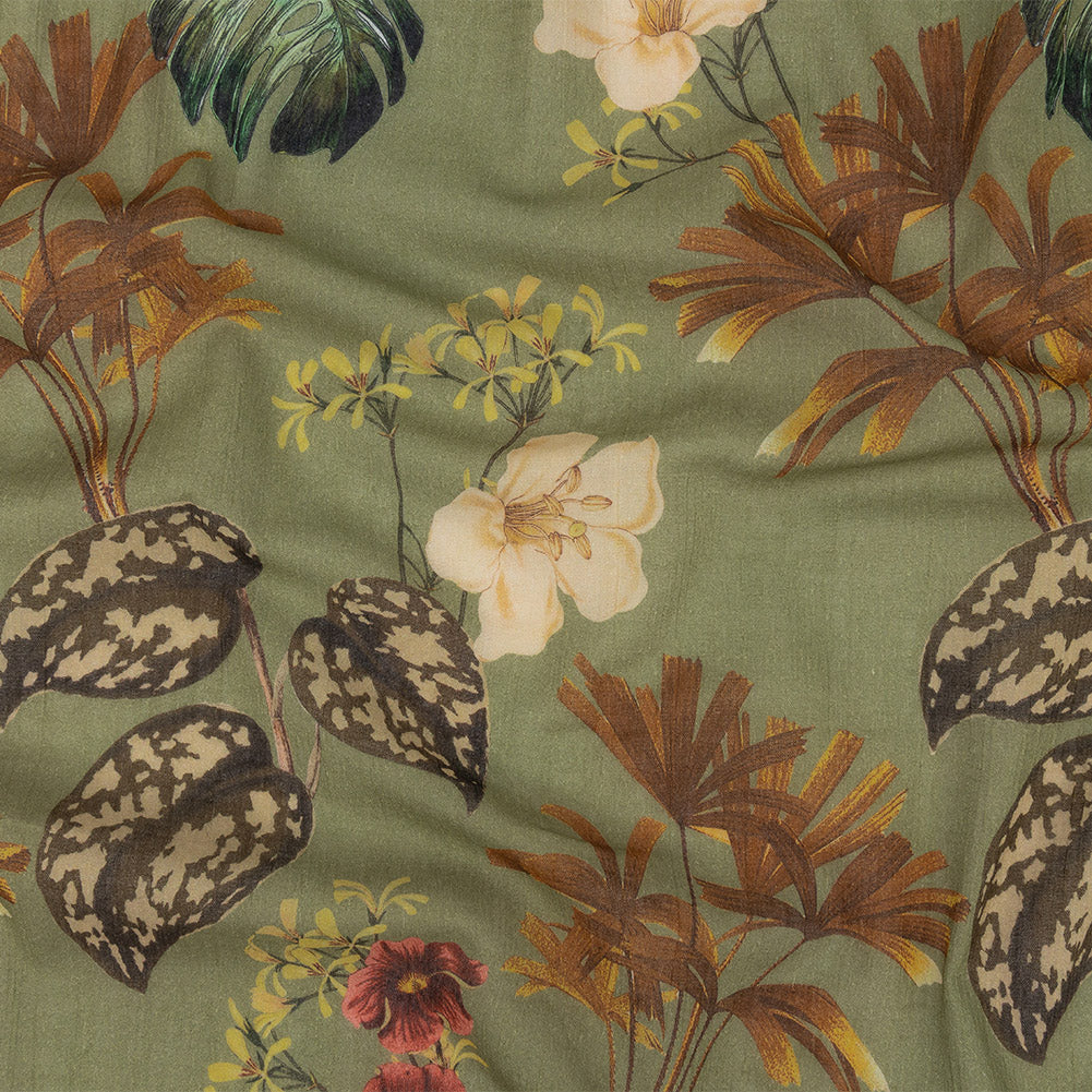 Mood Exclusive Pea Green Naturalist's Notebook Crinkled Cotton Voile Mood Exclusive Pea Green Naturalist's Notebook Crinkled Cotton Voile