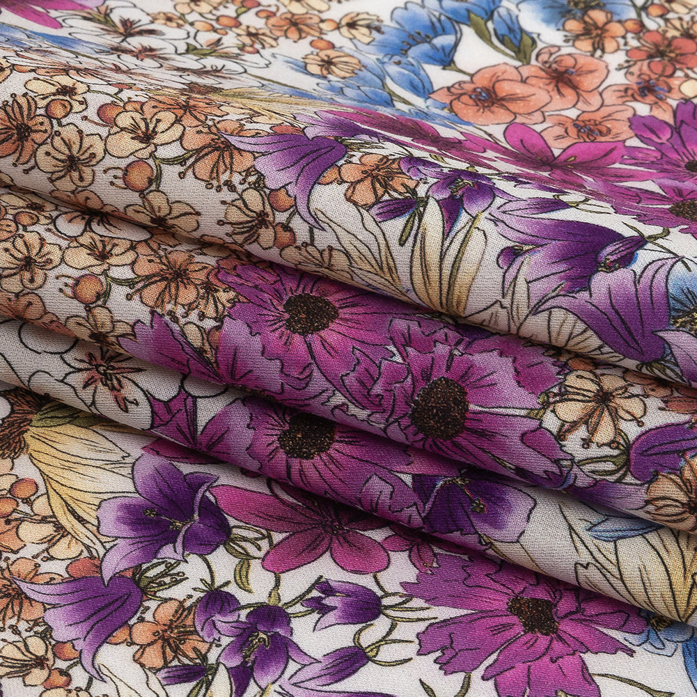 Mood Exclusive White Patchwork Perennials Cotton Voile Folded Mood Exclusive White Patchwork Perennials Cotton Voile Folded