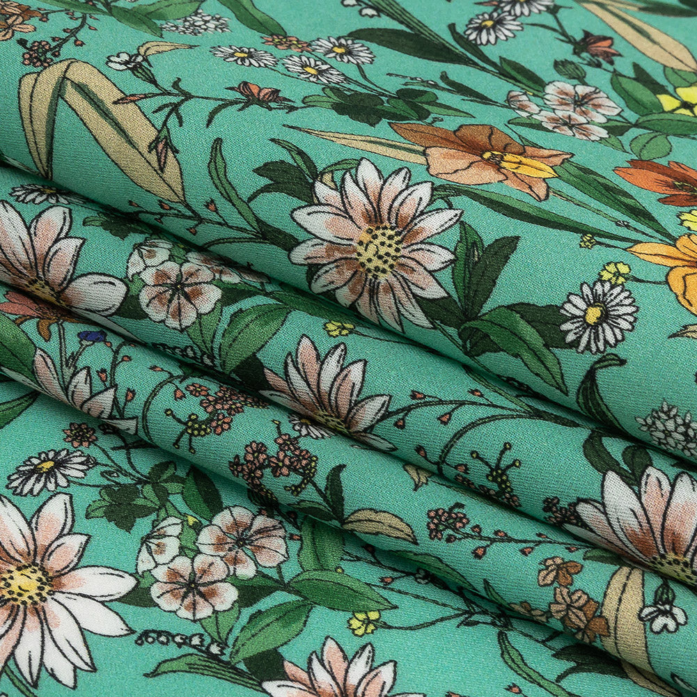 Mood Exclusive Aqua Garden of Gems Cotton Voile Folded Mood Exclusive Aqua Garden of Gems Cotton Voile Folded