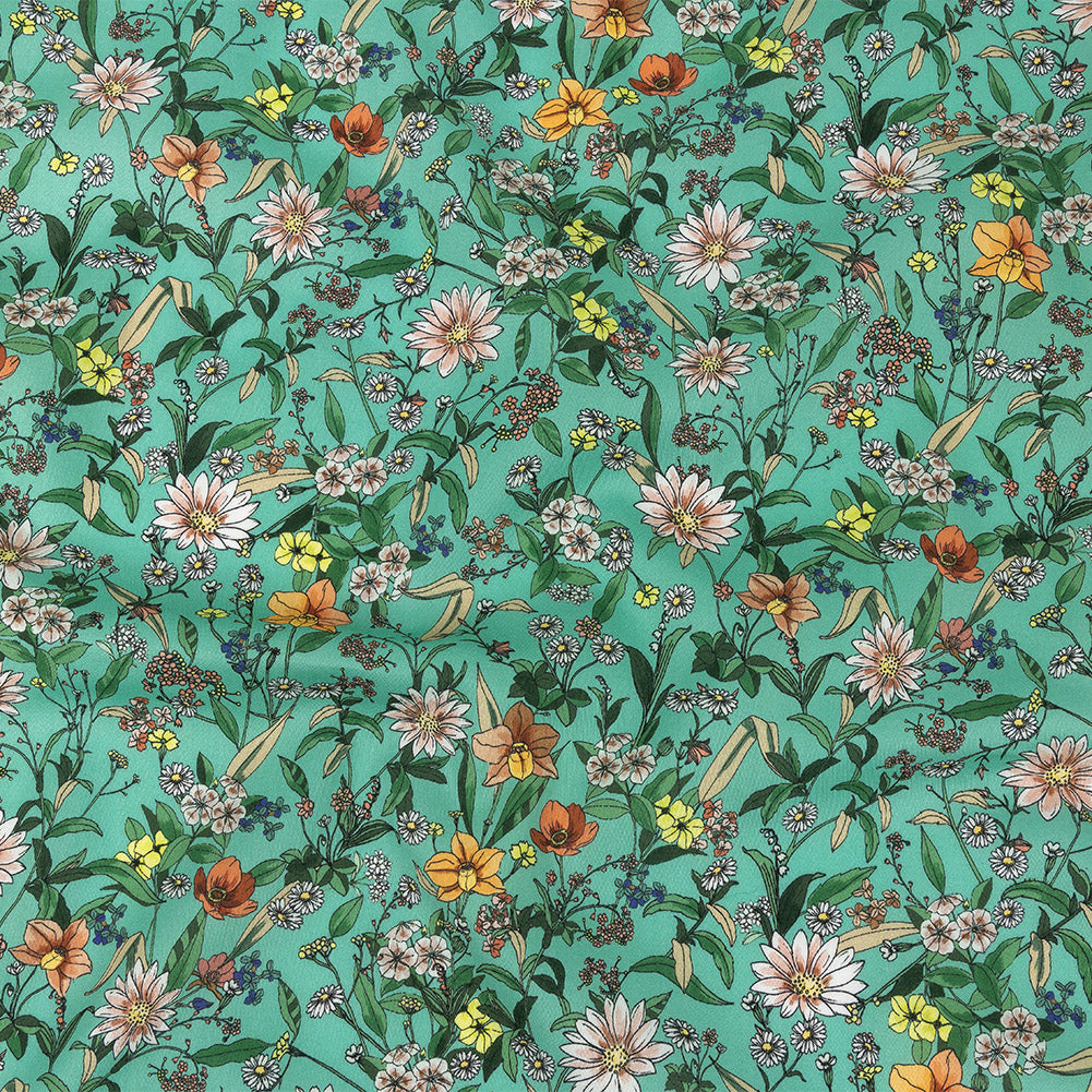 Mood Exclusive Aqua Garden of Gems Cotton Voile Mood Exclusive Aqua Garden of Gems Cotton Voile