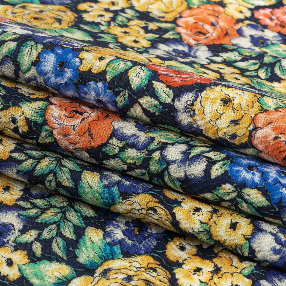 Mood Exclusive Navy Bountiful Blossoms Cotton Voile Folded Mood Exclusive Navy Bountiful Blossoms Cotton Voile Folded
