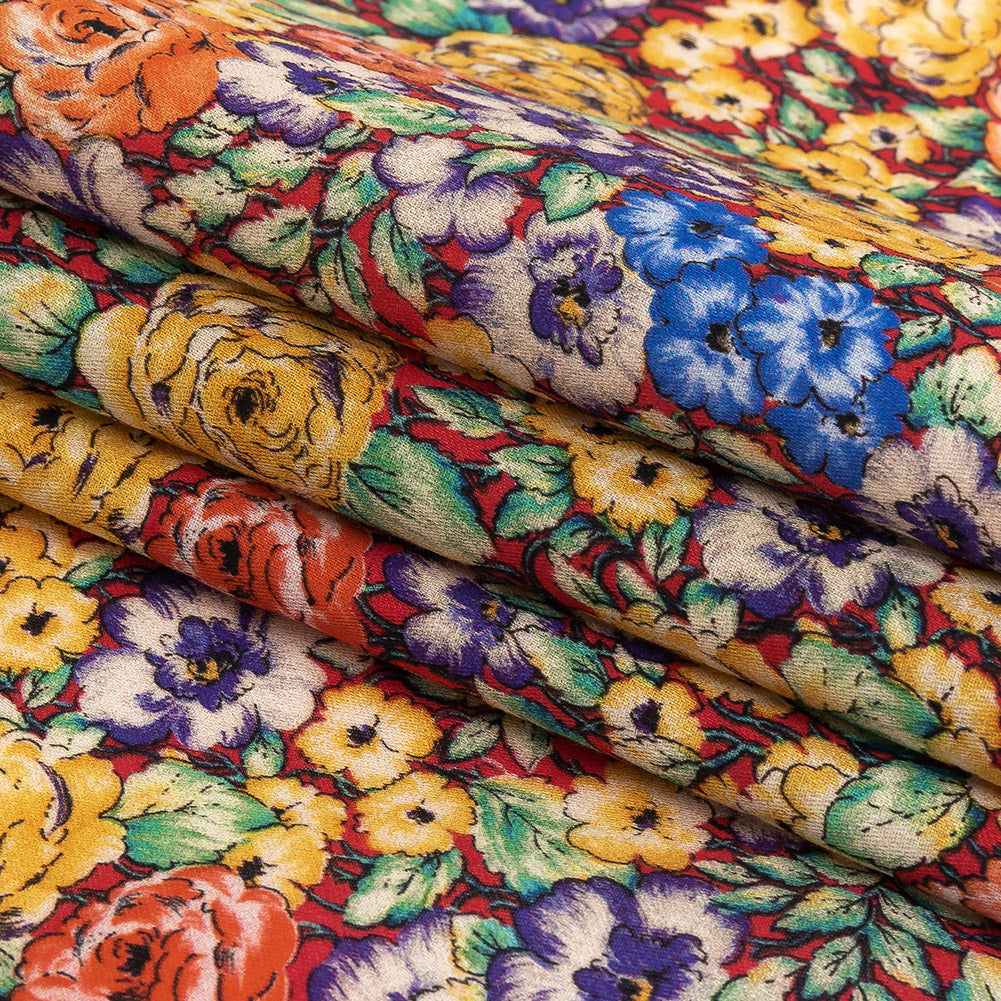 Mood Exclusive Red Bountiful Blossoms Cotton Voile Folded Mood Exclusive Red Bountiful Blossoms Cotton Voile Folded