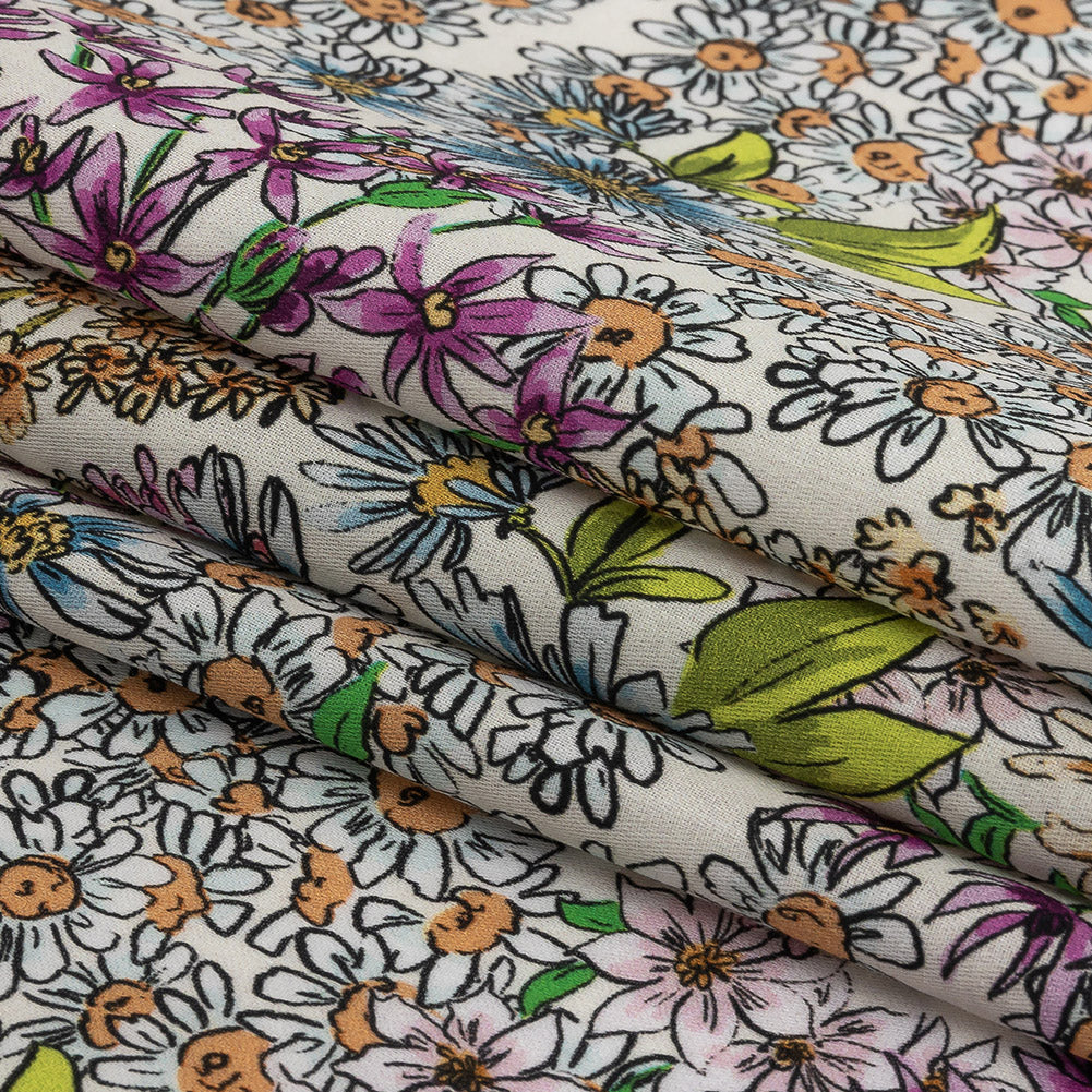 Mood Exclusive White Dainty Daisies Cotton Voile Folded Mood Exclusive White Dainty Daisies Cotton Voile Folded