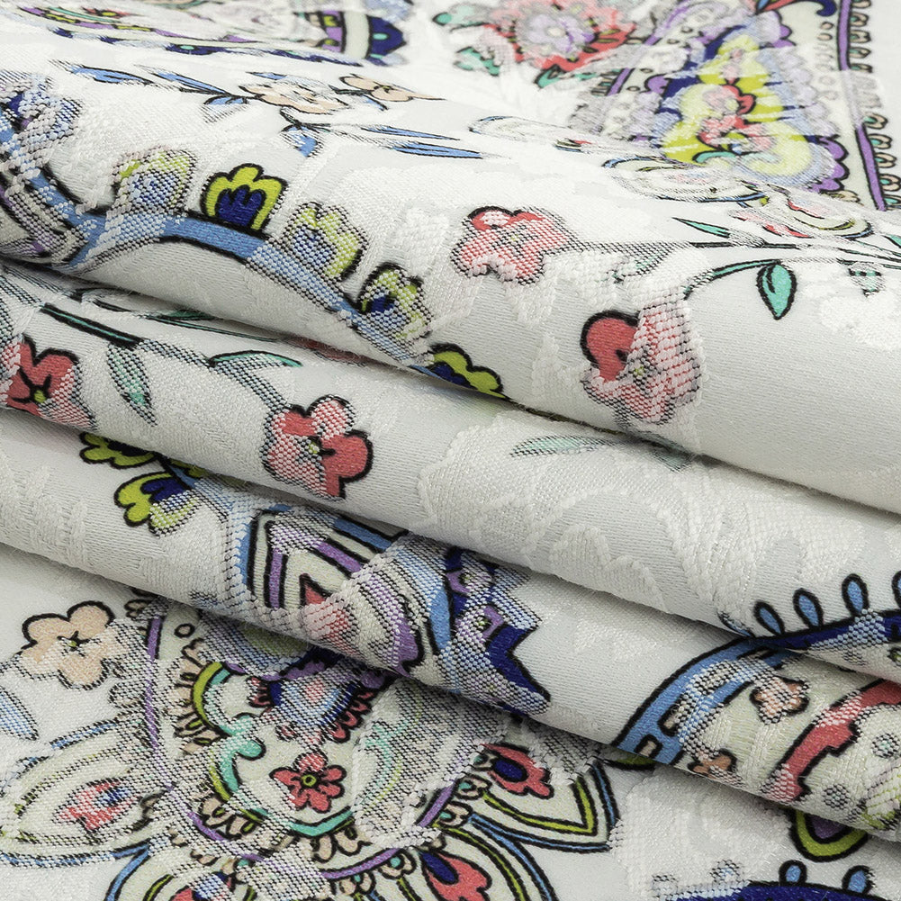 Stretch Floral Jacquard Print - Navy and White Paisley - Mood Exclusive Grandiose Gems Folded Stretch Floral Jacquard Print - Navy and White Paisley - Mood Exclusive Grandiose Gems Folded