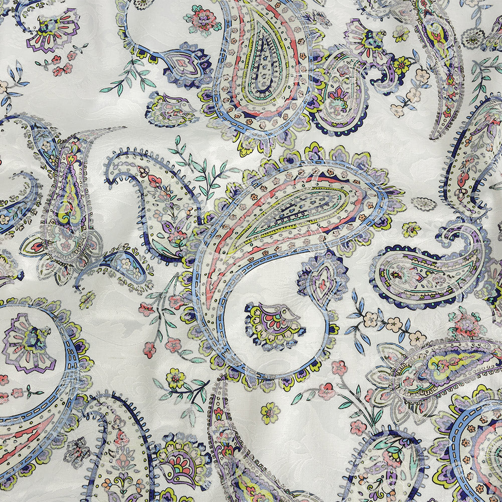 Stretch Floral Jacquard Print - Navy and White Paisley - Mood Exclusive Grandiose Gems Stretch Floral Jacquard Print - Navy and White Paisley - Mood Exclusive Grandiose Gems