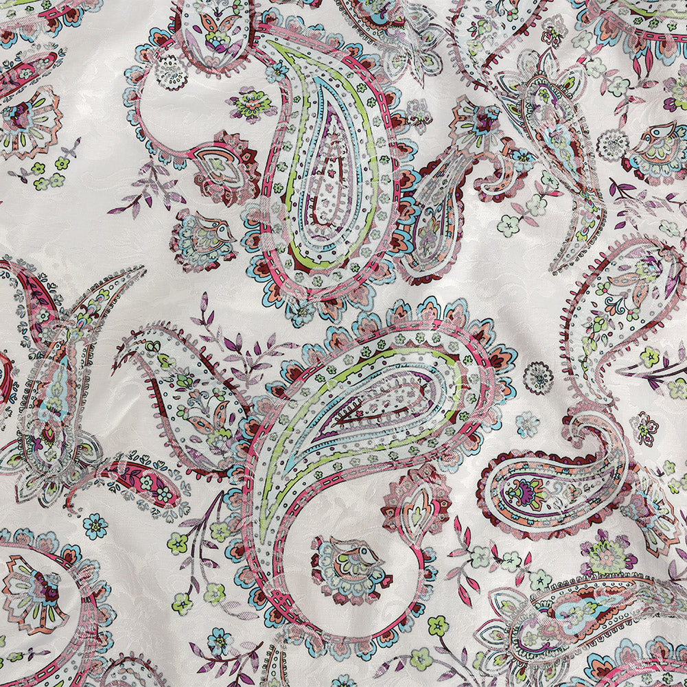 Stretch Floral Jacquard Print - Pink Parfait and White Paisley - Mood Exclusive Grandiose Gems Stretch Floral Jacquard Print - Pink Parfait and White Paisley - Mood Exclusive Grandiose Gems