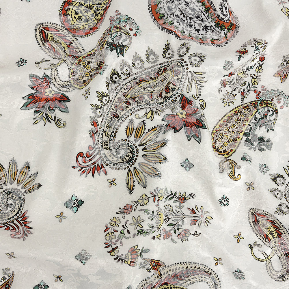 Stretch Floral Jacquard Print - Tangerine and Yellow Paisley - Mood Exclusive Memorable Motifs Stretch Floral Jacquard Print - Tangerine and Yellow Paisley - Mood Exclusive Memorable Motifs