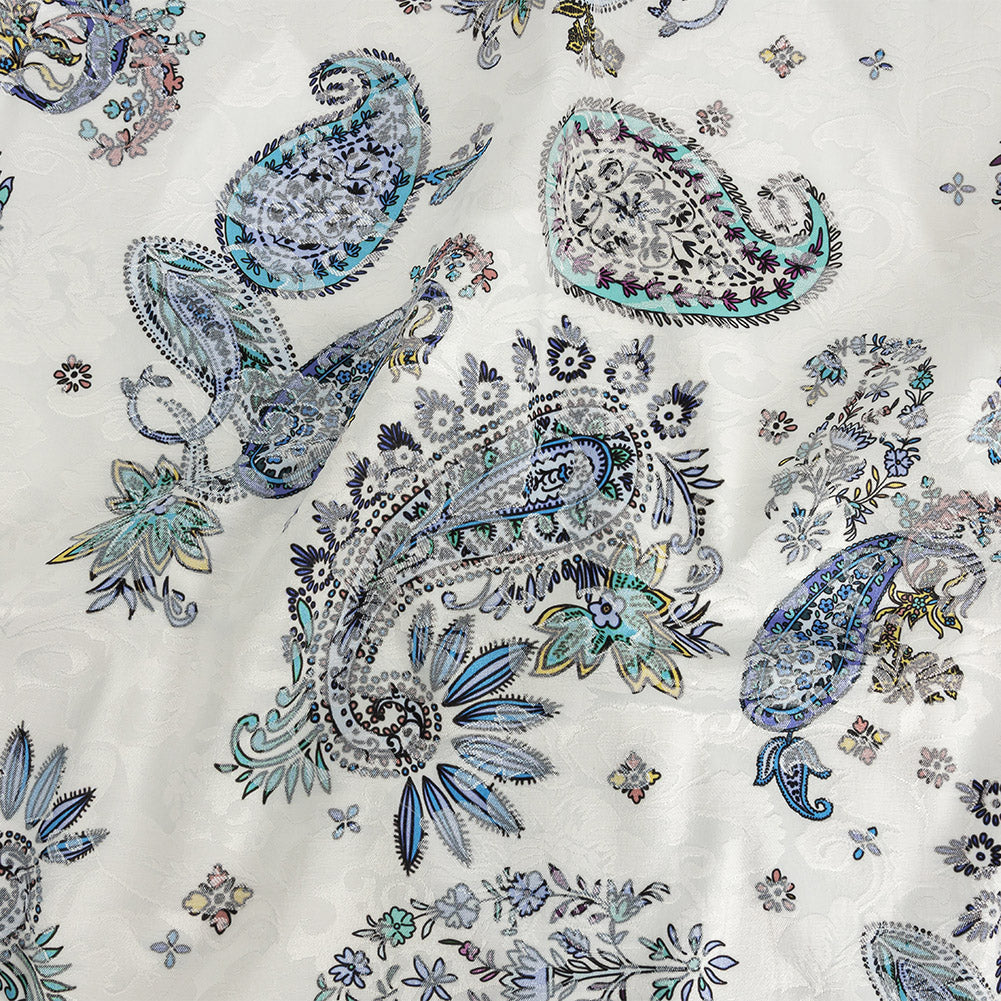 Stretch Floral Jacquard Print - Navy Paisley - Mood Exclusive Memorable Motifs Stretch Floral Jacquard Print - Navy Paisley - Mood Exclusive Memorable Motifs