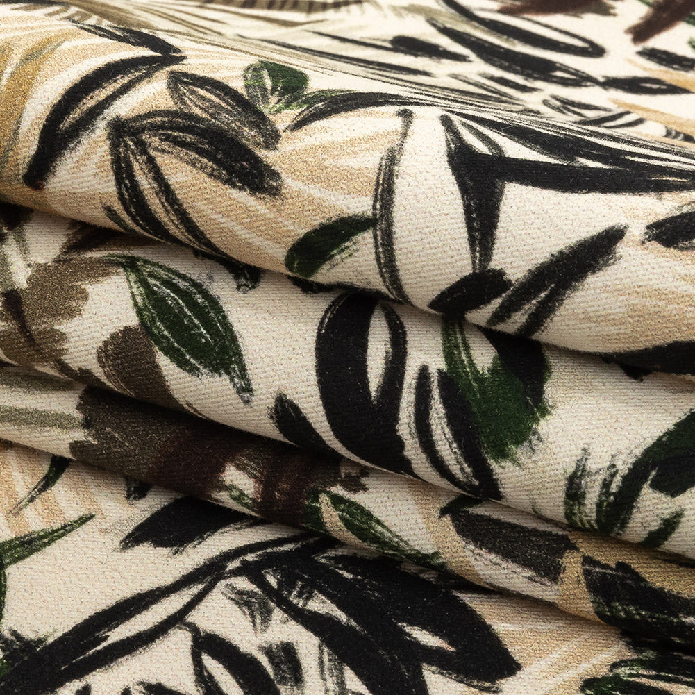 Mood Exclusive Ivory Take It or Leaf It Stretch Brushed Cotton Twill Folded Mood Exclusive Ivory Take It or Leaf It Stretch Brushed Cotton Twill Folded