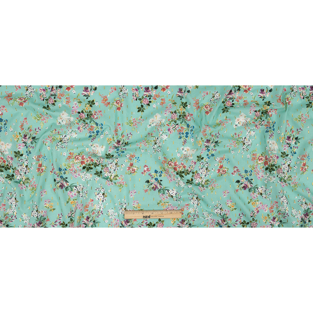 Cotton Voile Print with Metallic Dots - Seafoam Floral - Mood Exclusive April Awakening Full Cotton Voile Print with Metallic Dots - Seafoam Floral - Mood Exclusive April Awakening Full