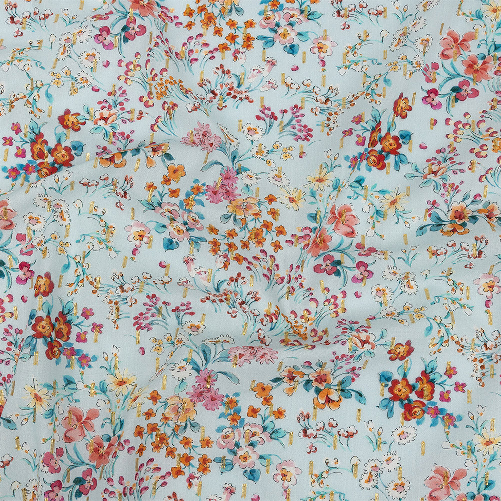 Cotton Voile Print with Metallic Dots - Baby Blue Floral - Mood Exclusive Celestial Serendipity Cotton Voile Print with Metallic Dots - Baby Blue Floral - Mood Exclusive Celestial Serendipity