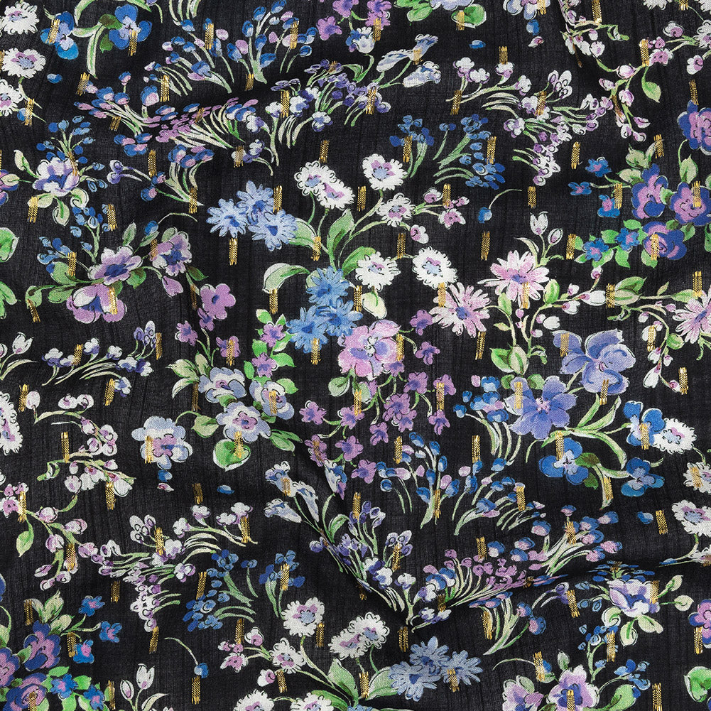 Cotton Voile Print with Metallic Dots - Black Floral - Mood Exclusive Celestial Serendipity Cotton Voile Print with Metallic Dots - Black Floral - Mood Exclusive Celestial Serendipity