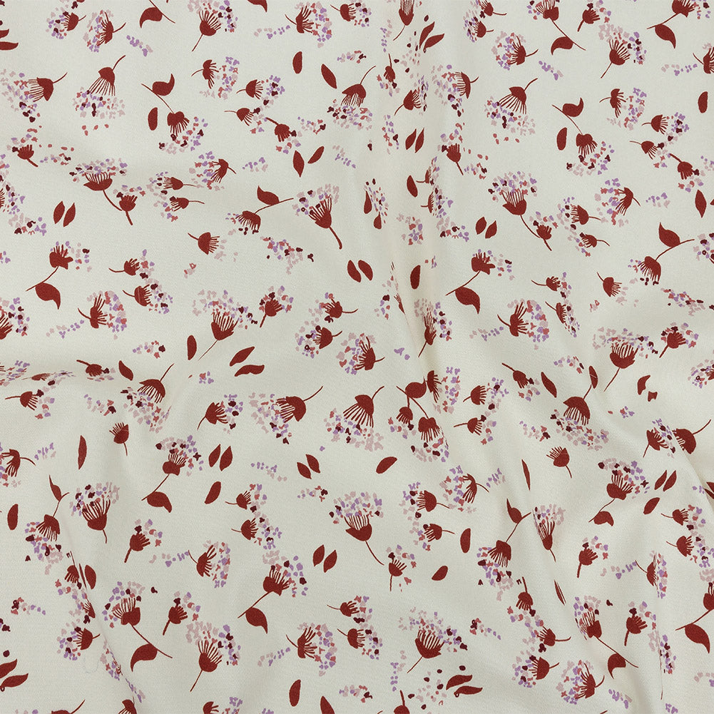 Stretch Cotton Twill Print - Rust and White Dandelion Floral - Mood Exclusive Feeling Dandy Stretch Cotton Twill Print - Rust and White Dandelion Floral - Mood Exclusive Feeling Dandy