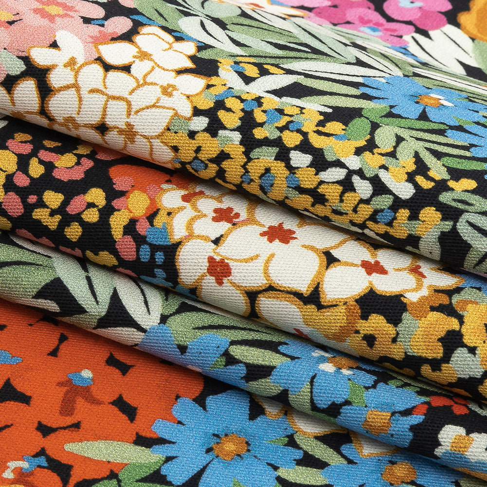 Cotton Stretch Twill Print - Black Floral - Mood Exclusive Bunches 0' Blooms Folded Cotton Stretch Twill Print - Black Floral - Mood Exclusive Bunches 0' Blooms Folded