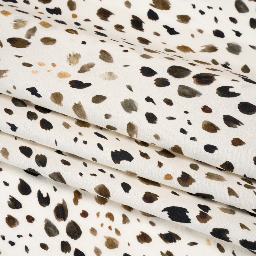 Cotton Poplin - Cream and Brown Animal Spots - Mood Exclusive Dappled Daring Print Folded Cotton Poplin - Cream and Brown Animal Spots - Mood Exclusive Dappled Daring Print Folded