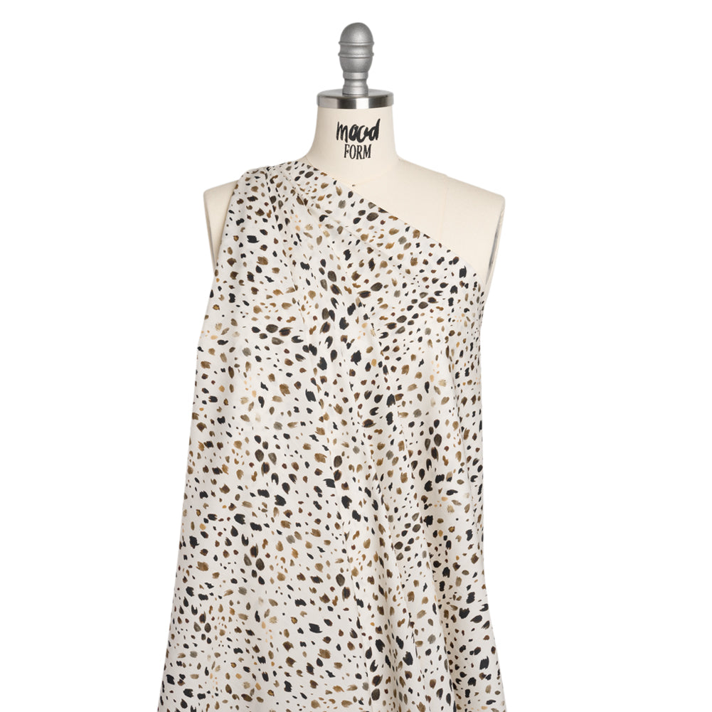 Cotton Poplin - Cream and Brown Animal Spots - Mood Exclusive Dappled Daring Print Drape Cotton Poplin - Cream and Brown Animal Spots - Mood Exclusive Dappled Daring Print Drape