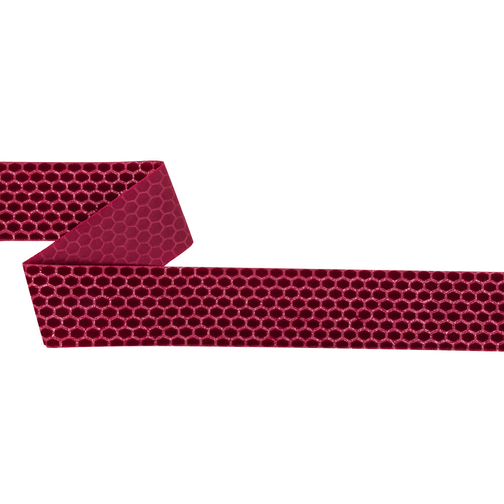 Italian Red Honeycomb Velvet Burnout Trim - 1.4375" Italian Red Honeycomb Velvet Burnout Trim - 1.4375"
