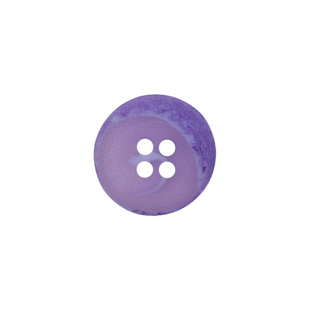 Transparent and Lilac Swirl 4-Hole Low Convex Top Button - 24L/15mm Detail Transparent and Lilac Swirl 4-Hole Low Convex Top Button - 24L/15mm Detail