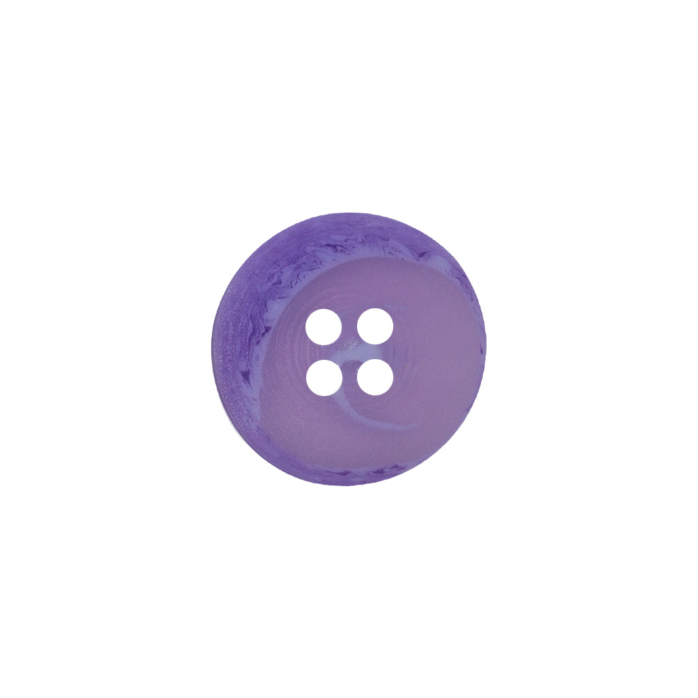 Transparent and Lilac Swirl 4-Hole Low Convex Top Button - 24L/15mm Transparent and Lilac Swirl 4-Hole Low Convex Top Button - 24L/15mm