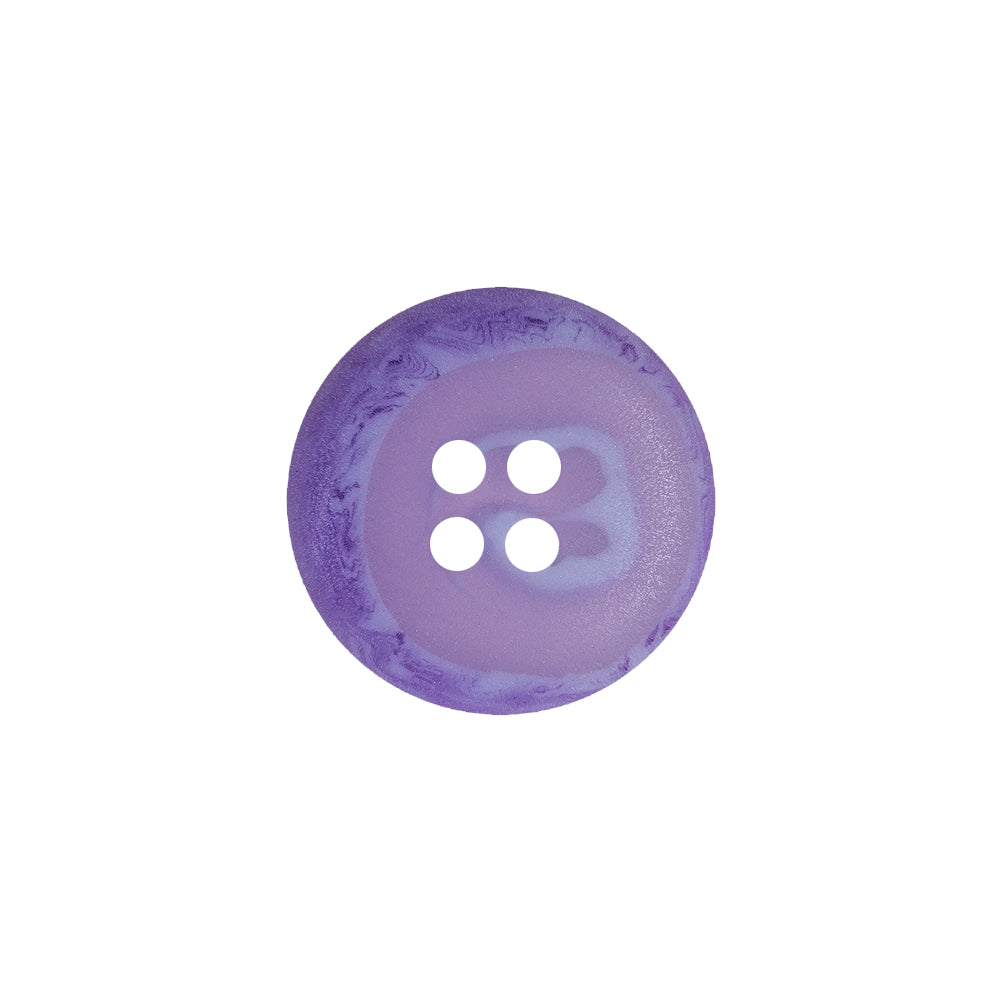 Transparent and Lilac Swirl 4-Hole Low Convex Top Button - 28L/18mm Detail Transparent and Lilac Swirl 4-Hole Low Convex Top Button - 28L/18mm Detail